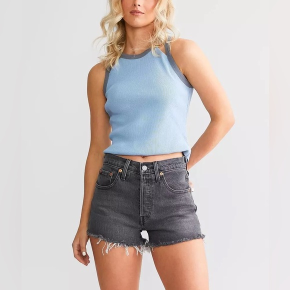 Levi’s 501 Original Fit Distressed High Rise Cutoff Jean Shorts - Picture 1 of 5